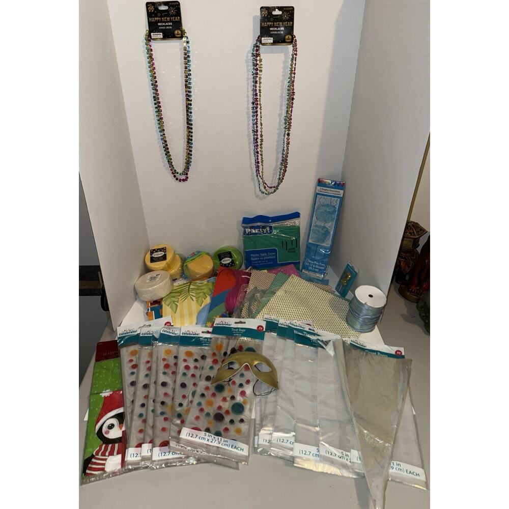 Celebrate PILE! Craft Supplies Lot Treat Bags Beads Mask Ribbon Decorations